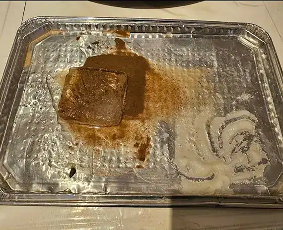 tray with melting salt and sugar