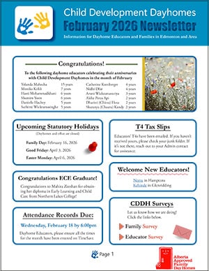 Child Development Dayhomes Edmonton Newsletter - February 2026