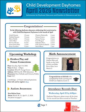 Child Development Dayhomes Newsletter April 2026