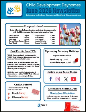 Child Development Dayhomes Edmonton Newsletter June 2026