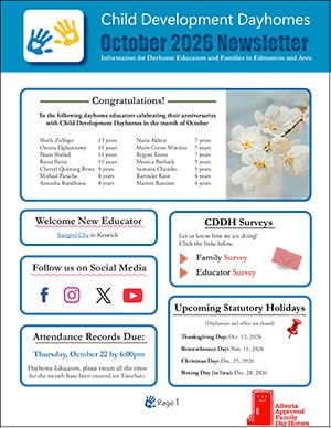 child development dayhomes edmonton newsletter October 2026