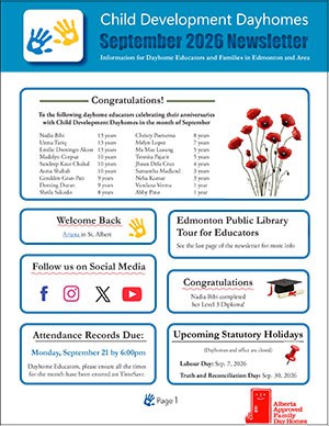 Child Development Dayhomes newsletter September 2026