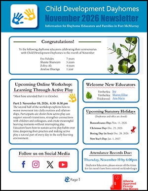child development dayhomes fort mcmurray newsletter november 2026